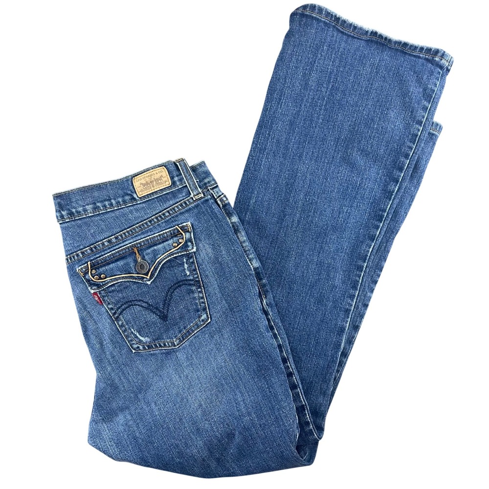 Levi's 515 Bootcut Jeans Womens 12 Blue‎ Mid Rise Flap Pocket Denim Y2K